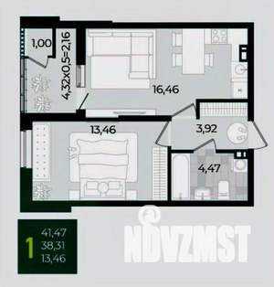 1-к квартира, вторичка, 41м2, 15/18 этаж