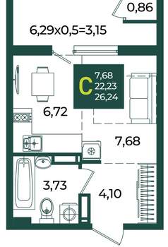Студия квартира, вторичка, 26м2, 10/18 этаж