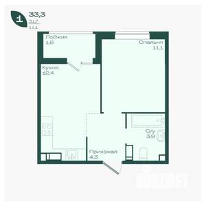 1-к квартира, вторичка, 33м2, 17/18 этаж
