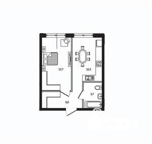 1-к квартира, вторичка, 33м2, 1/9 этаж