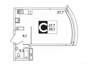 Студия квартира, вторичка, 35м2, 14/16 этаж