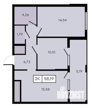 2-к квартира, вторичка, 58м2, 4/8 этаж