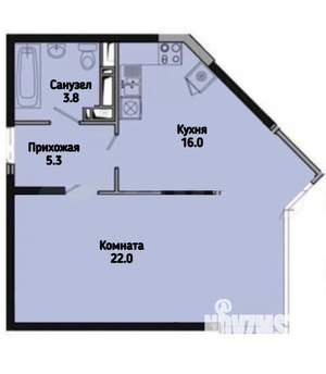 1-к квартира, вторичка, 47м2, 3/22 этаж