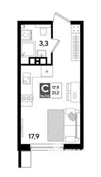 Студия квартира, строящийся дом, 21м2, 5/19 этаж
