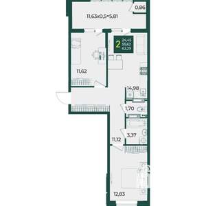 2-к квартира, вторичка, 62м2, 10/18 этаж