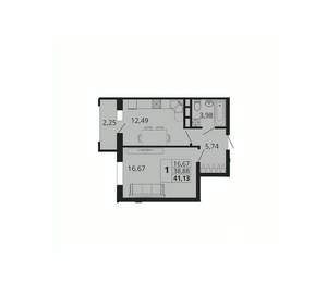 1-к квартира, вторичка, 41м2, 8/18 этаж