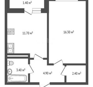 1-к квартира, вторичка, 41м2, 15/16 этаж
