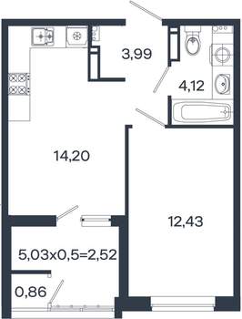 1-к квартира, вторичка, 38м2, 18/18 этаж