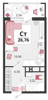 1-к квартира, вторичка, 27м2, 17/18 этаж