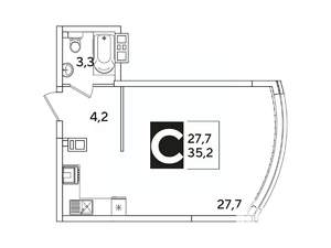 Студия квартира, вторичка, 35м2, 3/16 этаж