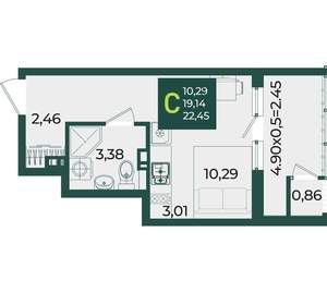 Студия квартира, вторичка, 22м2, 6/18 этаж
