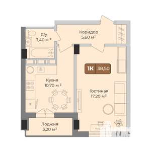 1-к квартира, вторичка, 39м2, 8/9 этаж