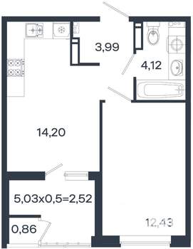 1-к квартира, вторичка, 38м2, 16/18 этаж