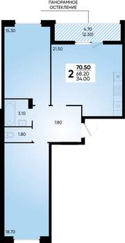 2-к квартира, вторичка, 71м2, 2/18 этаж