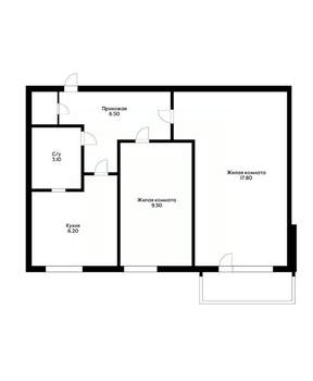 2-к квартира, вторичка, 45м2, 6/9 этаж