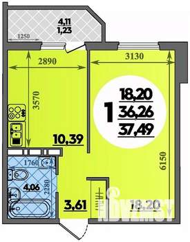 1-к квартира, строящийся дом, 37м2, 6/16 этаж
