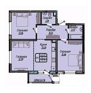 3-к квартира, вторичка, 72м2, 10/18 этаж