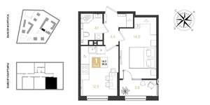 1-к квартира, вторичка, 39м2, 7/9 этаж