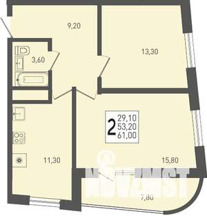 2-к квартира, вторичка, 61м2, 24/24 этаж
