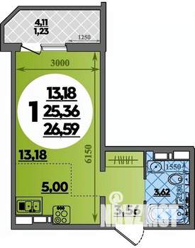 Студия квартира, вторичка, 27м2, 15/16 этаж