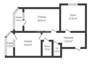 3-к квартира, вторичка, 65м2, 1/16 этаж