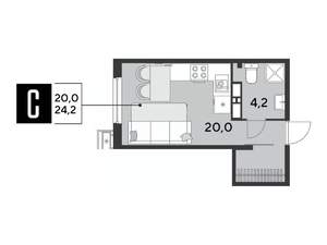 Студия квартира, строящийся дом, 24м2, 14/18 этаж