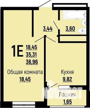 1-к квартира, вторичка, 37м2, 18/24 этаж