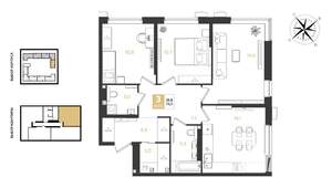 3-к квартира, вторичка, 73м2, 2/18 этаж