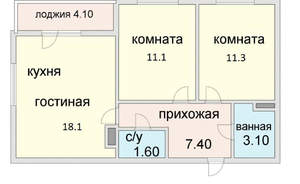 2-к квартира, вторичка, 53м2, 6/16 этаж