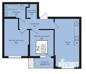 2-к квартира, вторичка, 52м2, 7/7 этаж