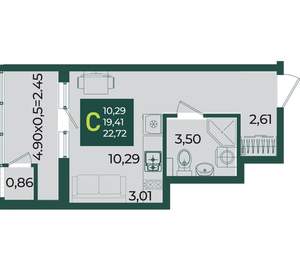 Студия квартира, вторичка, 23м2, 3/18 этаж