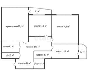 3-к квартира, вторичка, 87м2, 13/18 этаж