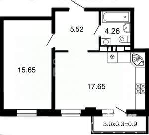 1-к квартира, вторичка, 43м2, 10/16 этаж