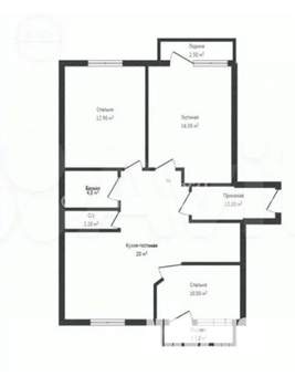 3-к квартира, вторичка, 75м2, 2/3 этаж