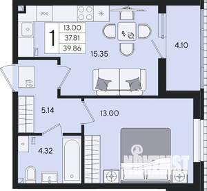 1-к квартира, вторичка, 40м2, 2/8 этаж