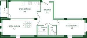 2-к квартира, вторичка, 67м2, 3/7 этаж