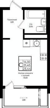Студия квартира, вторичка, 23м2, 5/9 этаж