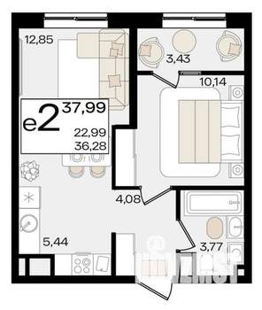 1-к квартира, вторичка, 38м2, 2/9 этаж