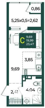 Студия квартира, вторичка, 23м2, 3/18 этаж