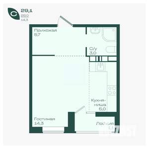 Студия квартира, вторичка, 29м2, 11/18 этаж