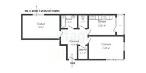 2-к квартира, вторичка, 60м2, 6/16 этаж