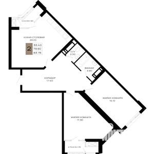 2-к квартира, строящийся дом, 85м2, 16/25 этаж