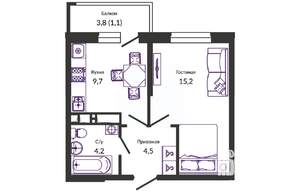 1-к квартира, вторичка, 35м2, 19/24 этаж