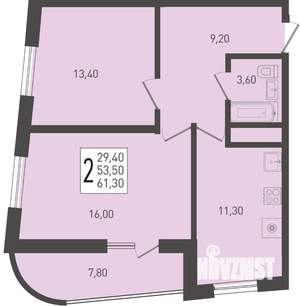 2-к квартира, вторичка, 61м2, 22/24 этаж
