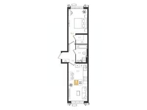 1-к квартира, строящийся дом, 43м2, 2/18 этаж