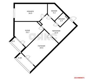 2-к квартира, вторичка, 75м2, 3/23 этаж
