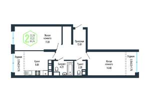2-к квартира, вторичка, 65м2, 23/24 этаж