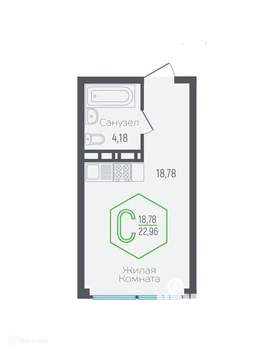 Студия квартира, вторичка, 23м2, 16/25 этаж