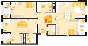 3-к квартира, вторичка, 91м2, 18/18 этаж