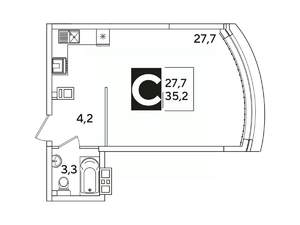 Студия квартира, вторичка, 35м2, 8/16 этаж